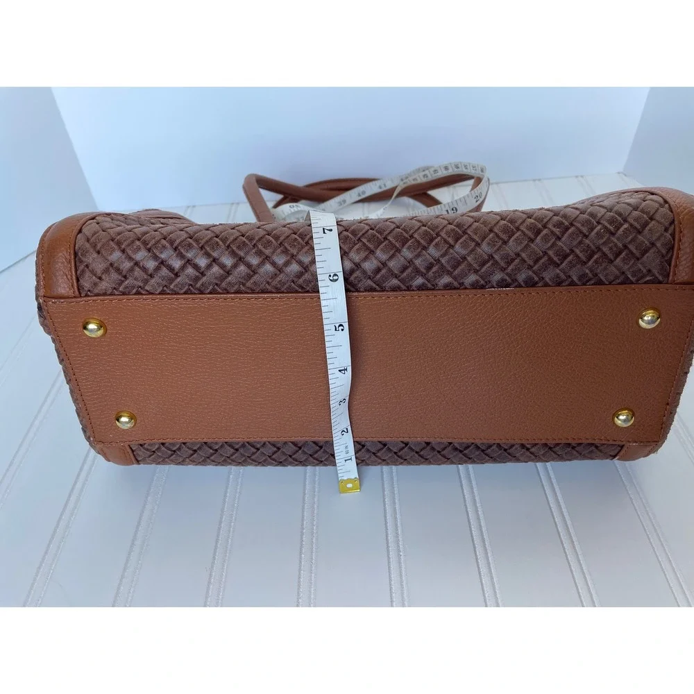 Ilenia Genuine Italian Woven Leather Brown Shoulder Bag Handmade Zip Compartment